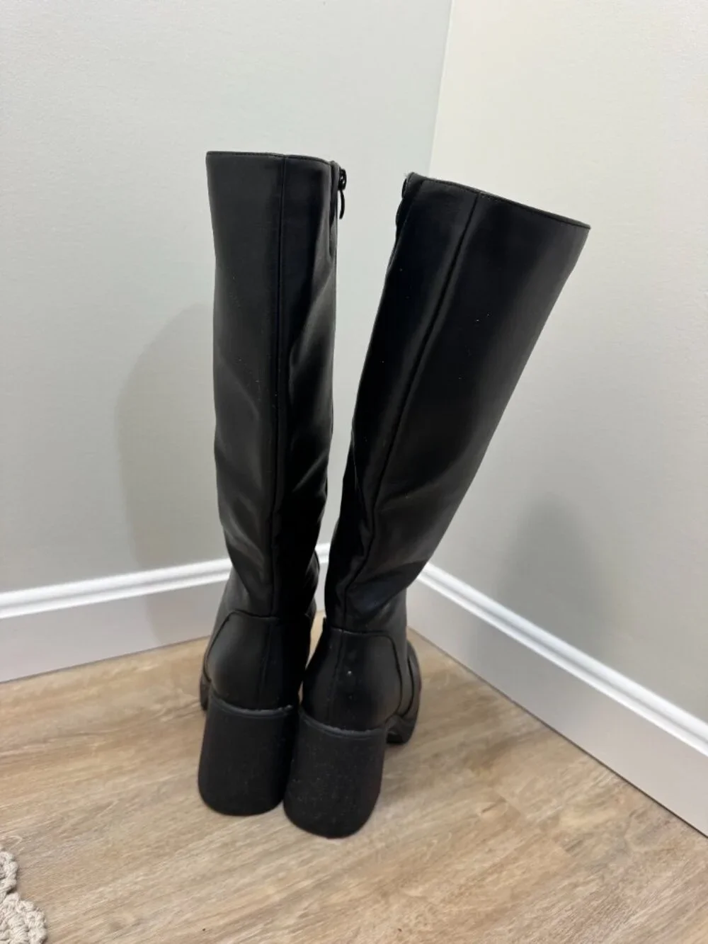 Black Knee High Boots, Women 9, Black